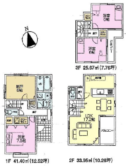Floor plan. (Building 2), Price 26,800,000 yen, 3LDK+S, Land area 93.31 sq m , Building area 101.02 sq m
