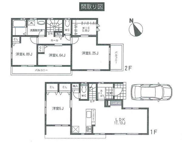 Floor plan. 34,800,000 yen, 3LDK, Land area 106.59 sq m , Building area 98.52 sq m