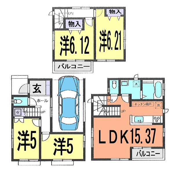 Floor plan. 25,300,000 yen, 4LDK, Land area 66.1 sq m , Building area 89.01 sq m
