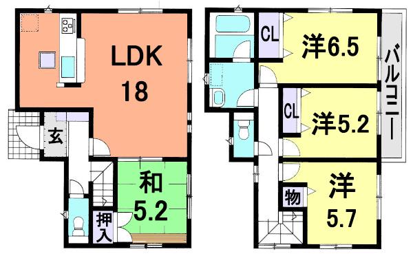 Floor plan. 23.8 million yen, 4LDK, Land area 101.82 sq m , Building area 93.14 sq m