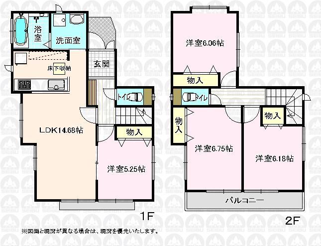 Floor plan. (A Building), Price 28,300,000 yen, 4LDK, Land area 102.1 sq m , Building area 90.67 sq m
