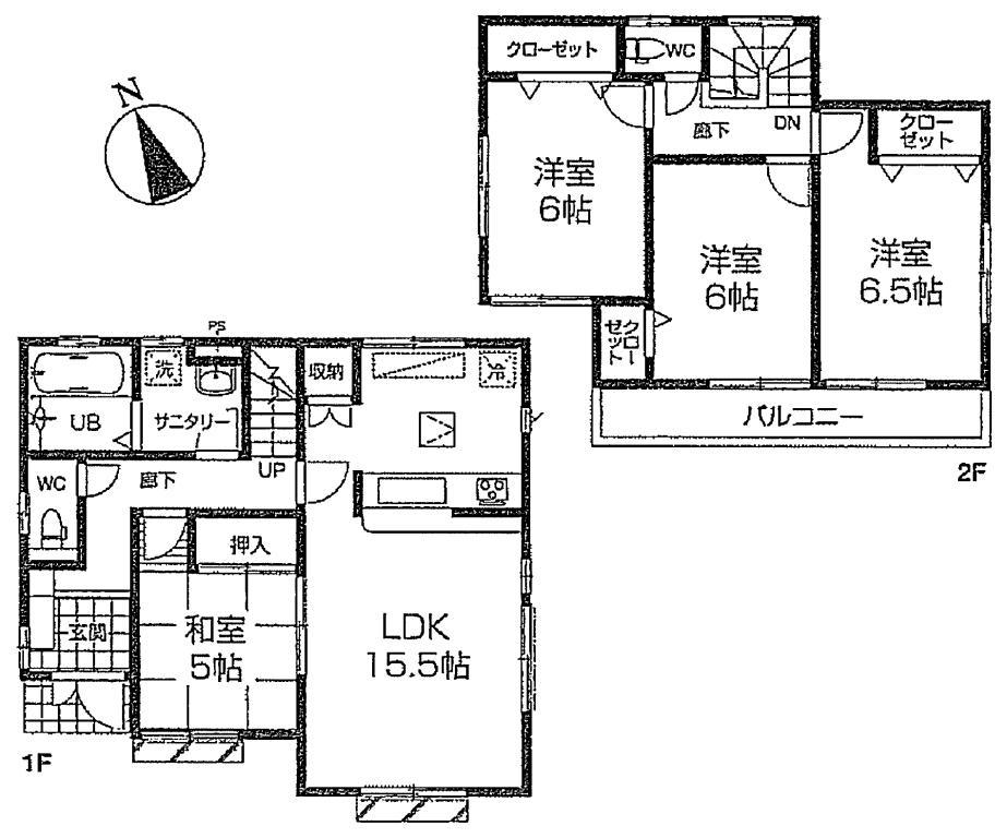 Floor plan. (5 Building), Price 37,800,000 yen, 4LDK, Land area 104.32 sq m , Building area 96.05 sq m