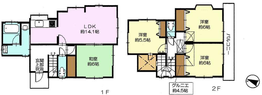 Floor plan. 32,800,000 yen, 4LDK, Land area 122.82 sq m , Building area 92.74 sq m