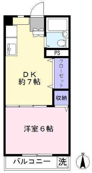 Floor plan. 1DK, Price 4.8 million yen, Occupied area 29.07 sq m , Balcony area 3.27 sq m