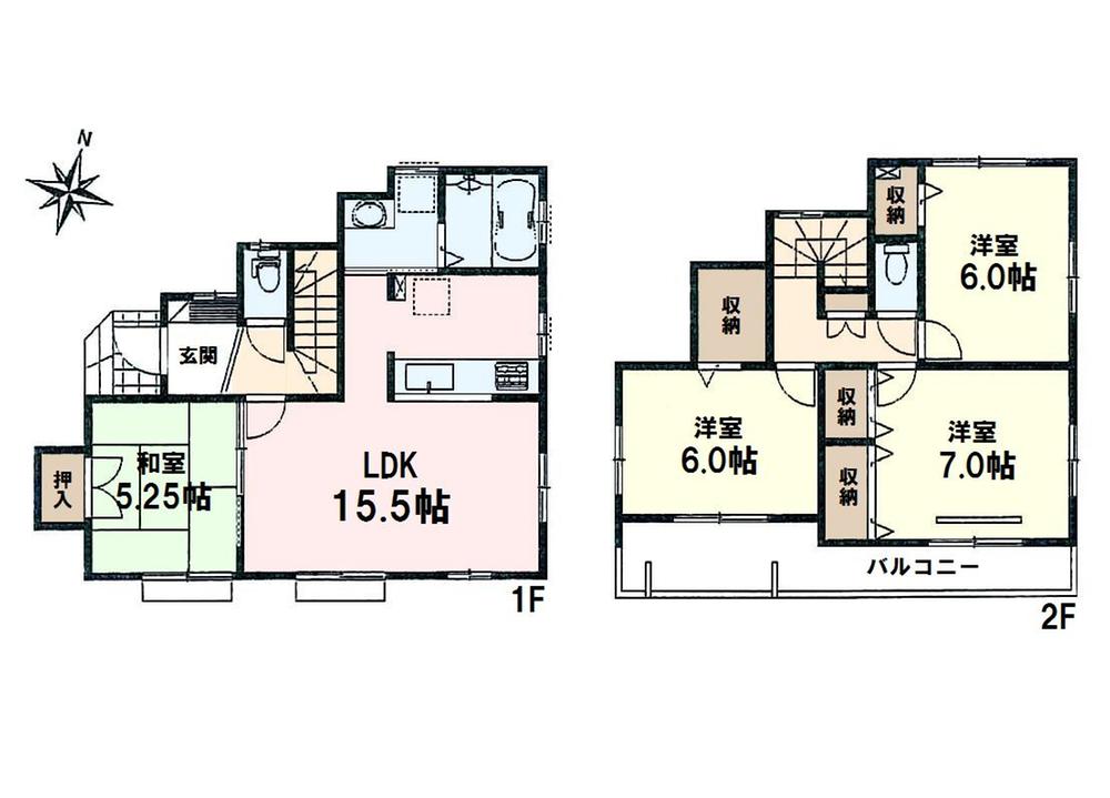 Floor plan. (1 Building), Price 29,800,000 yen, 4LDK, Land area 100.66 sq m , Building area 94.4 sq m