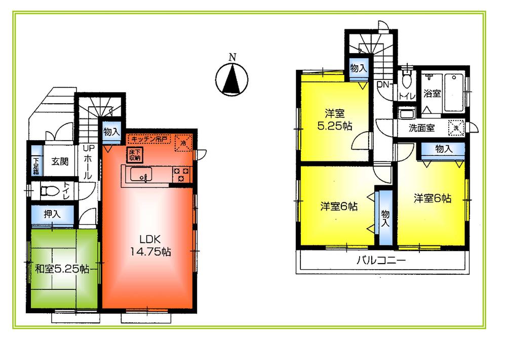 Floor plan. (K Building), Price 27,800,000 yen, 4LDK, Land area 100.14 sq m , Building area 90.26 sq m