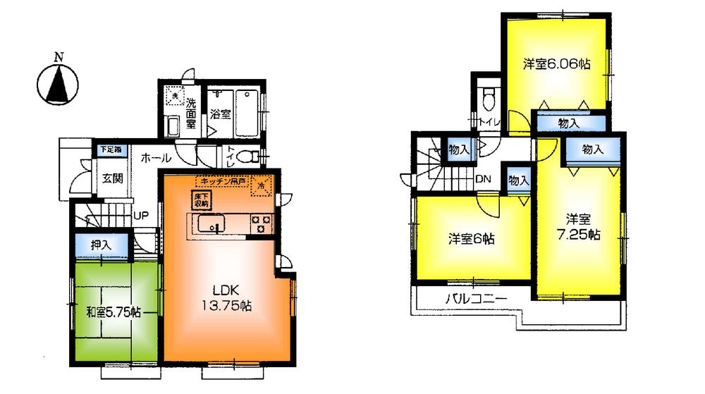 Floor plan. (W Building), Price 29.5 million yen, 4LDK, Land area 120.43 sq m , Building area 92.32 sq m