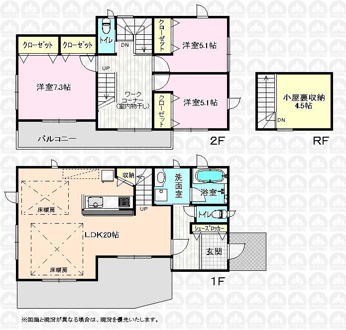 Floor plan. (A Building), Price 39,800,000 yen, 3LDK, Land area 136.14 sq m , Building area 102.67 sq m