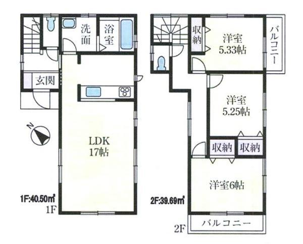 Floor plan. 24,800,000 yen, 3LDK, Land area 100.5 sq m , Building area 80.19 sq m