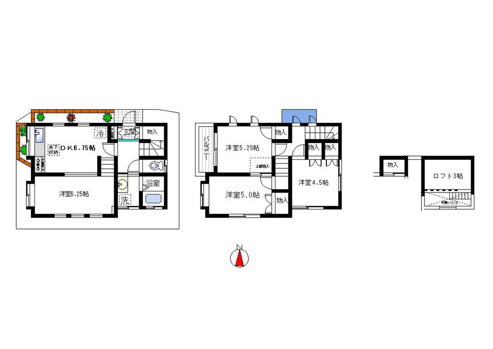 Floor plan. 13.5 million yen, 4DK, Land area 54.9 sq m , Building area 69.14 sq m