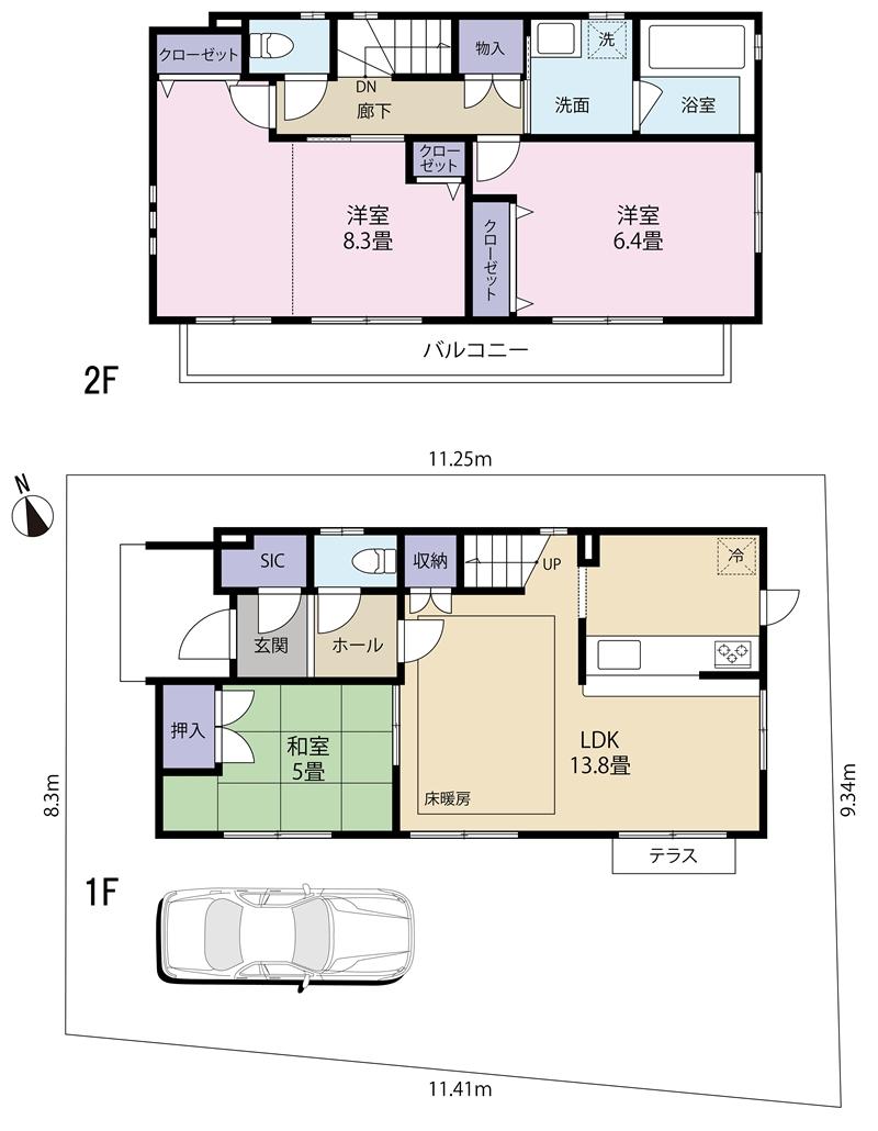 Floor plan. 41 million yen, 3LDK, Land area 100.23 sq m , Building area 80.11 sq m