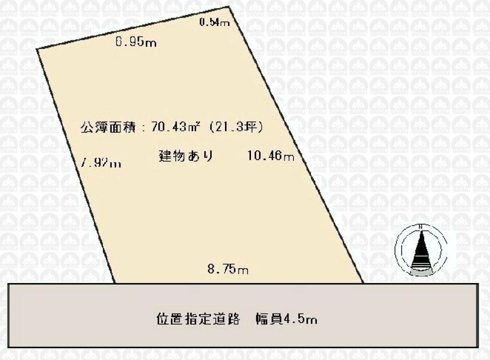 Compartment figure. Land price 11.5 million yen, Land area 70.43 sq m south road