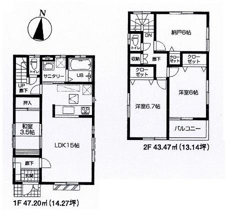 Floor plan. (4 Building), Price 30,800,000 yen, 3LDK+S, Land area 102.42 sq m , Building area 90.67 sq m