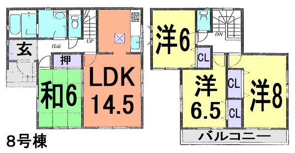 Floor plan. (Phase 2 8 Building), Price 30,800,000 yen, 4LDK, Land area 100.1 sq m , Building area 94.77 sq m