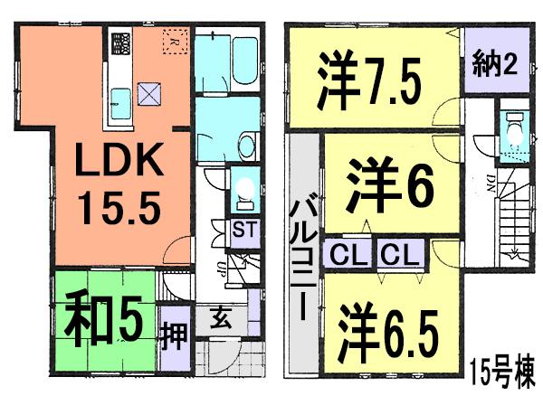 Floor plan. (Phase 2 15 Building), Price 25,800,000 yen, 4LDK, Land area 104.06 sq m , Building area 95.17 sq m