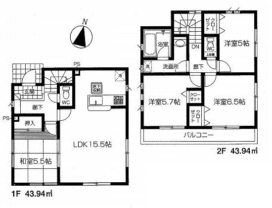 Floor plan. 28.8 million yen, 4LDK, Land area 100.12 sq m , Building area 87.88 sq m floor plan