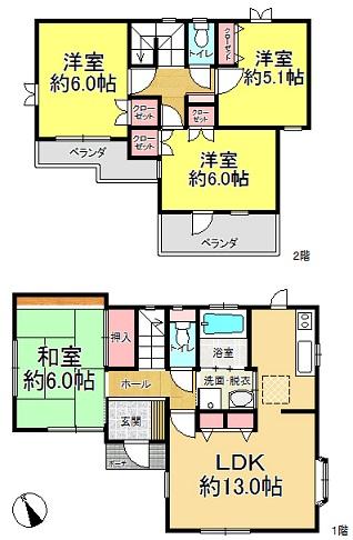 Floor plan. 27,800,000 yen, 4LDK, Land area 100.1 sq m , Building area 87.76 sq m