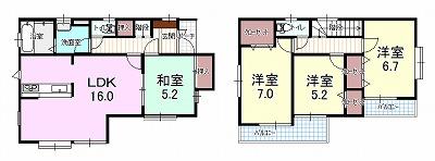 Floor plan. (1 Building), Price 36,800,000 yen, 4LDK, Land area 96.21 sq m , Building area 96.05 sq m