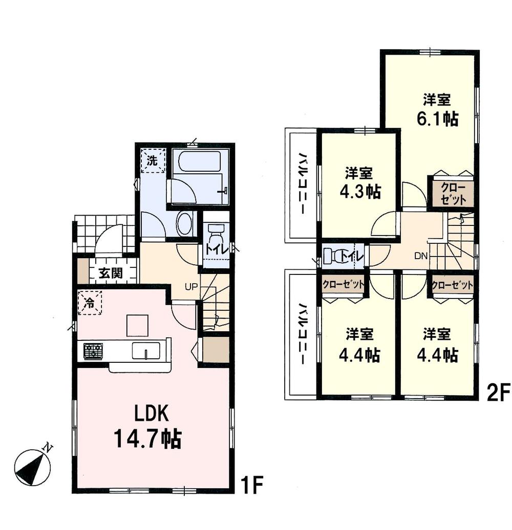 Floor plan. (1 Building), Price 25,800,000 yen, 4LDK, Land area 94.58 sq m , Building area 79.38 sq m