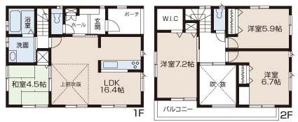 Floor plan. (1 Building), Price 38,800,000 yen, 4LDK, Land area 95.84 sq m , Building area 97.29 sq m