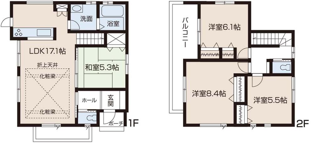 Floor plan. (3 Building), Price 39,800,000 yen, 4LDK, Land area 100 sq m , Building area 95.95 sq m