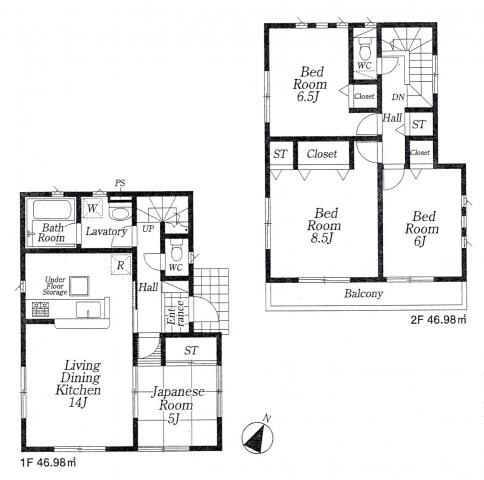 Floor plan. 26,800,000 yen, 4LDK, Land area 133.61 sq m , Building area 93.96 sq m