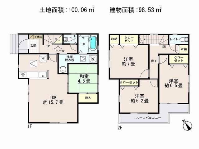Floor plan. (33 Building), Price 25,800,000 yen, 4LDK, Land area 100.06 sq m , Building area 98.53 sq m