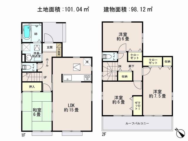 Floor plan. (12), Price 23.8 million yen, 4LDK, Land area 101.04 sq m , Building area 98.12 sq m