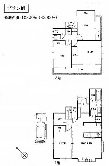 Building plan example (floor plan). Building plan example Building price 14.7 million yen, Building area 108.89 sq m
