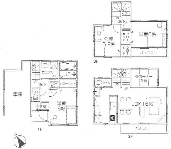 Floor plan. 25,800,000 yen, 3LDK, Land area 67.76 sq m , Building area 101.84 sq m