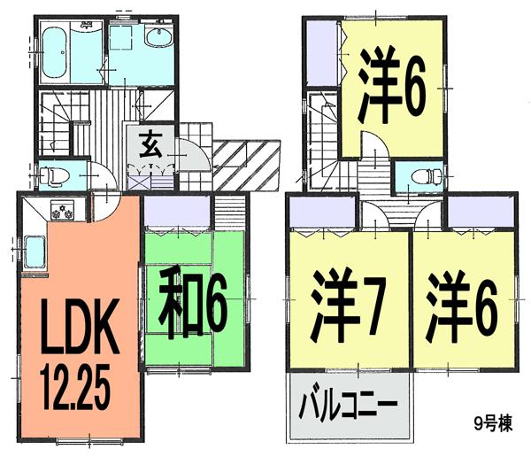 Floor plan. (9 Building), Price 22,900,000 yen, 4LDK, Land area 127.42 sq m , Building area 92.74 sq m