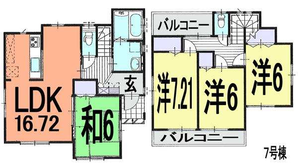 Floor plan. (7 Building), Price 25,400,000 yen, 4LDK, Land area 115.54 sq m , Building area 98.74 sq m