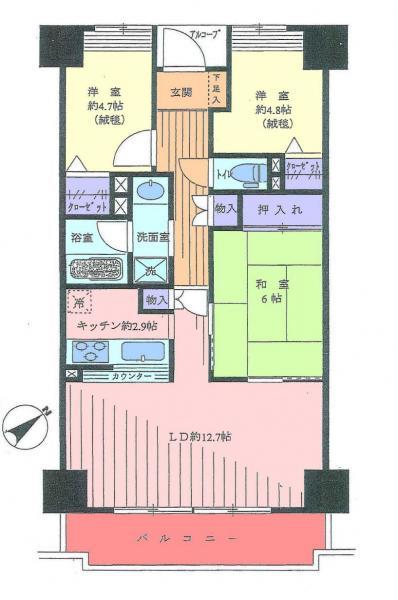 Floor plan. 3LDK, Price 11.8 million yen, Occupied area 68.81 sq m , Balcony area 7.32 sq m
