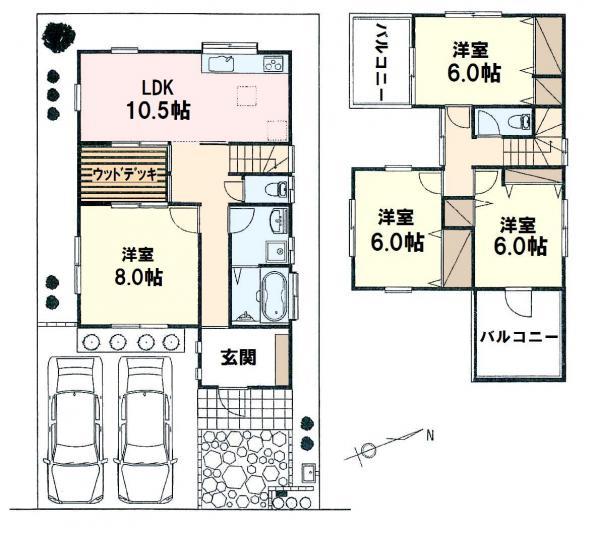 Floor plan. 38,800,000 yen, 4LDK, Land area 124.48 sq m , Building area 94.19 sq m   ☆ Carefree slow life to start from a quiet residential area ☆ 