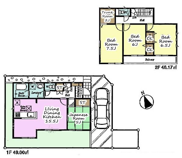 Floor plan. (15 Building), Price 25,800,000 yen, 4LDK, Land area 104.06 sq m , Building area 95.17 sq m