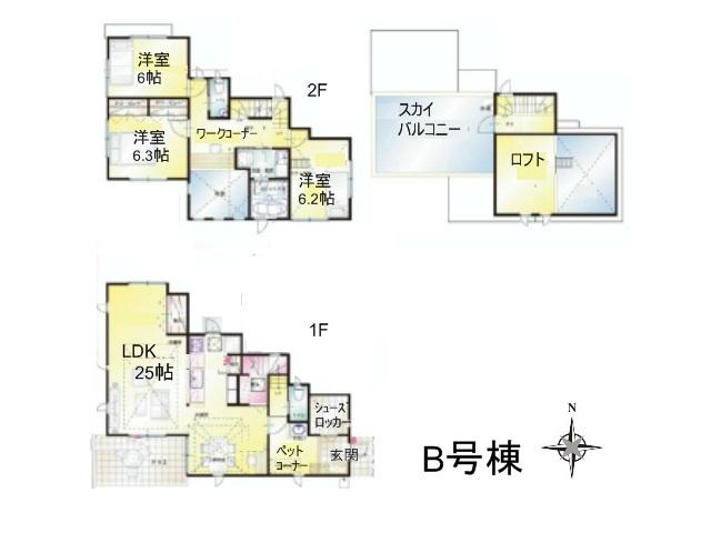 Floor plan. 39,800,000 yen, 3LDK, Land area 149 sq m , Building area 119.41 sq m B Building Floor plan