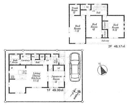 Floor plan. 27,800,000 yen, 4LDK, Land area 100.35 sq m , Building area 95.17 sq m 13 Building