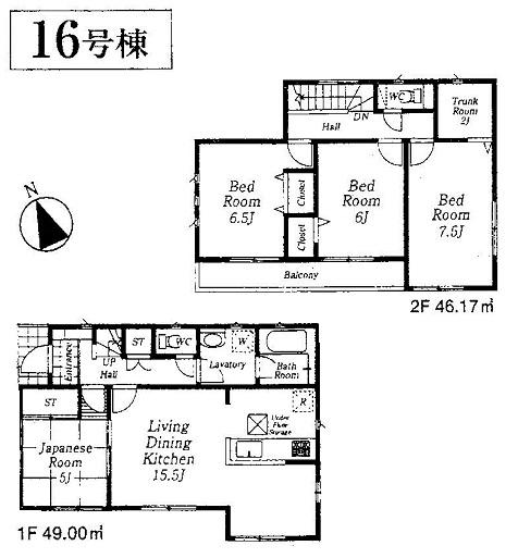 Floor plan. (16 Building), Price 25,800,000 yen, 4LDK+S, Land area 104.08 sq m , Building area 95.17 sq m