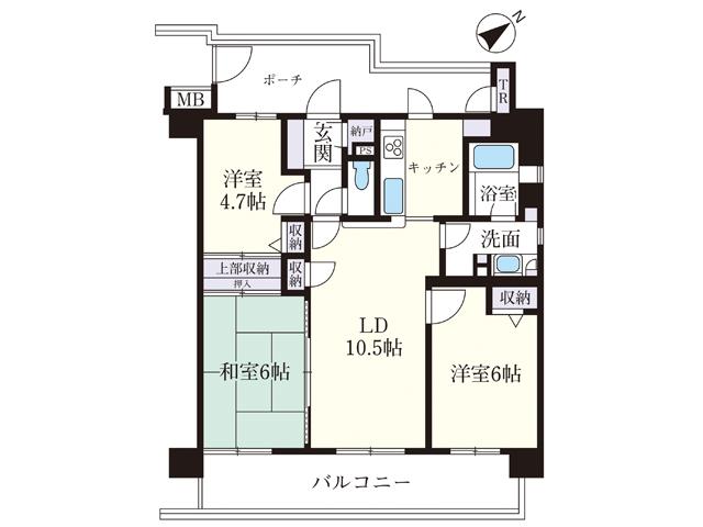 Floor plan. 3LDK, Price 21,800,000 yen, Footprint 66.4 sq m , Balcony area 10.48 sq m Schloss Niiza station Court Floor