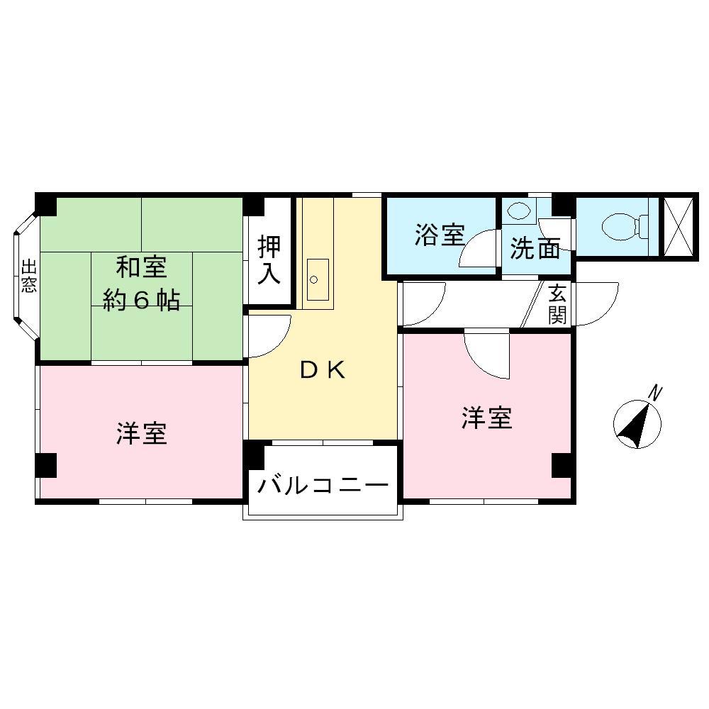 Floor plan. 3DK, Price 11.2 million yen, Occupied area 43.84 sq m , Balcony area 3.24 sq m
