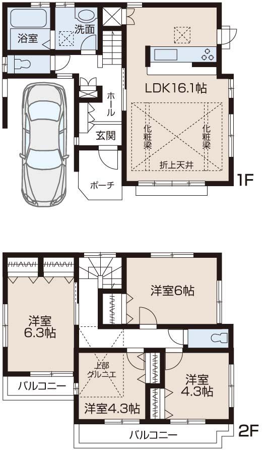 Floor plan. (Building 2), Price 29,800,000 yen, 4LDK, Land area 82.76 sq m , Building area 95.77 sq m