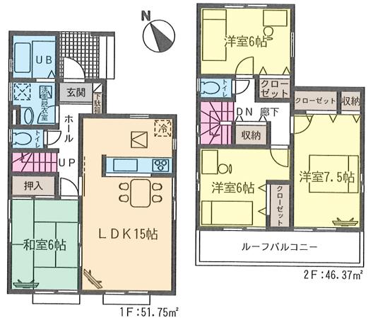 Floor plan. 24,800,000 yen, 4LDK, Land area 101.04 sq m , Building area 98.12 sq m