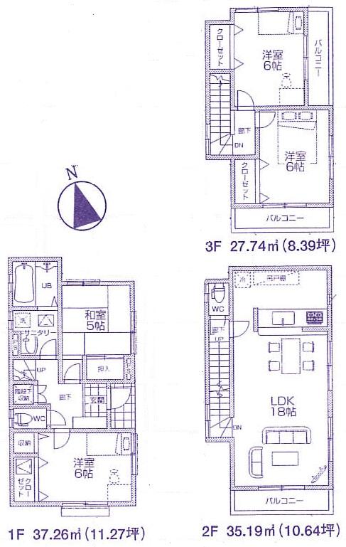 Floor plan. 27,800,000 yen, 4LDK, Land area 121.75 sq m , Building area 100.19 sq m