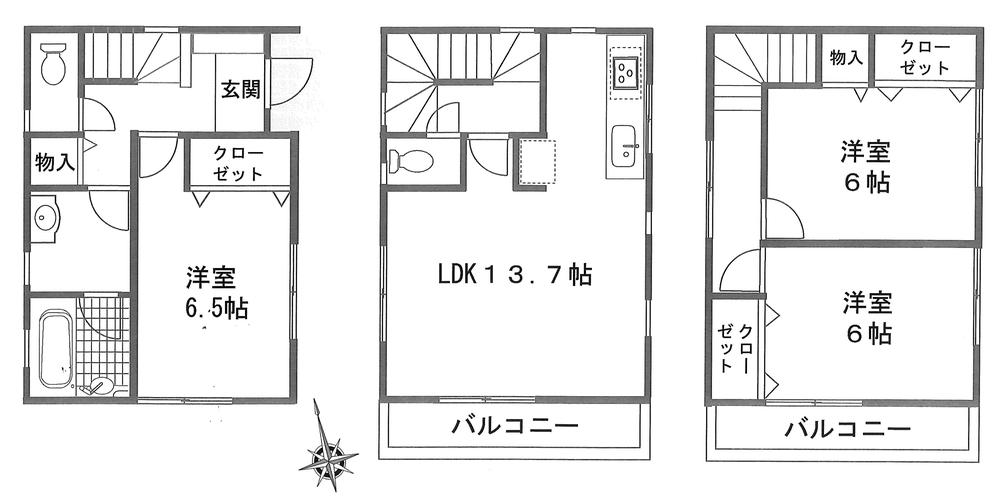 Floor plan. 30,800,000 yen, 3LDK, Land area 64.93 sq m , Building area 86.11 sq m