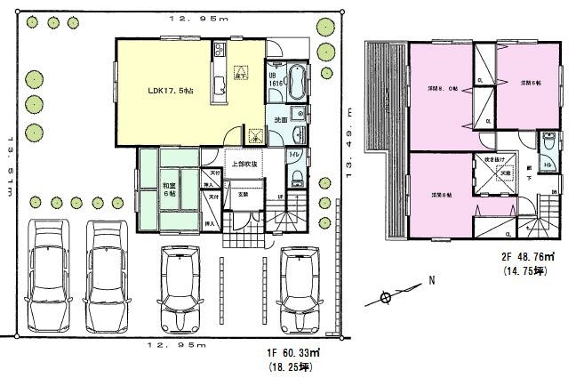 Floor plan. Price 42,800,000 yen, 4LDK, Land area 174.74 sq m , Building area 109.3 sq m