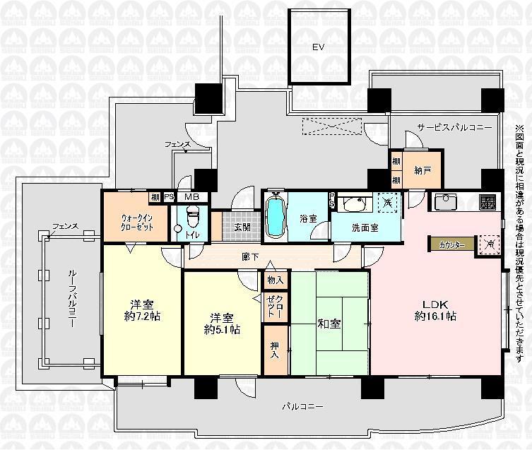 Floor plan. 3LDK, Price 19,800,000 yen, Occupied area 83.47 sq m , Balcony area 22.77 sq m floor plan