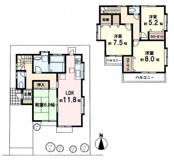 Floor plan. 29,800,000 yen, 4LDK, Land area 103.71 sq m , Building area 97.08 sq m   ☆ Good live per yang facing south road ☆