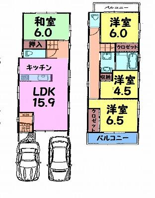 Floor plan. 30,800,000 yen, 4LDK, Land area 109.8 sq m , Building area 87.59 sq m