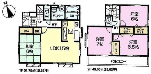 Floor plan. (8 Building), Price 44,800,000 yen, 4LDK, Land area 100.36 sq m , Building area 94.81 sq m