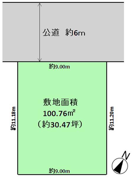 Compartment figure. Land price 16.8 million yen, It is shaping land of 9.0m population between the land area 100.76 sq m